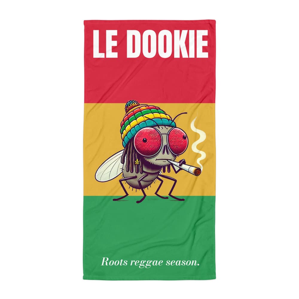 The Roots Reggae beach towel: a mockup from the printer.
